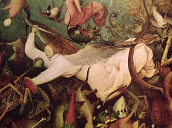 Der Sturz der rebellischen Engel, Detail des Engels auf der linken Seite, 1562